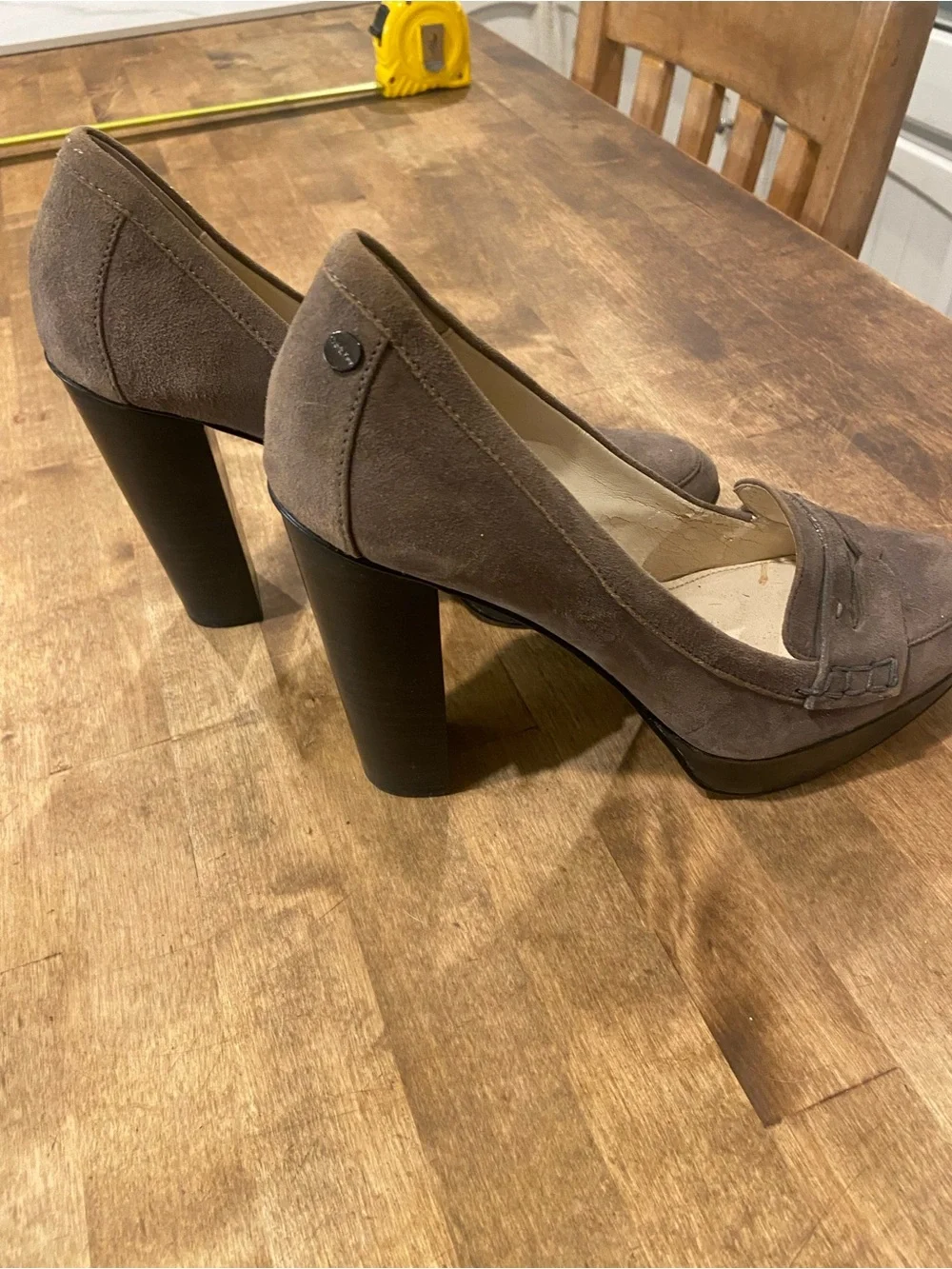 Classic Women's Suede Loafer Pumps in Taupe